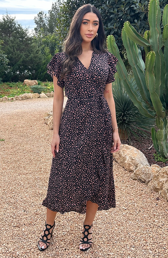 Cheetah Jurk Midi Zwart Koraal – shoparchief, foto 7