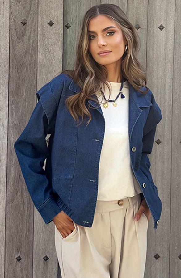 Denim Detail Shoulder Jacket – alle kleding
