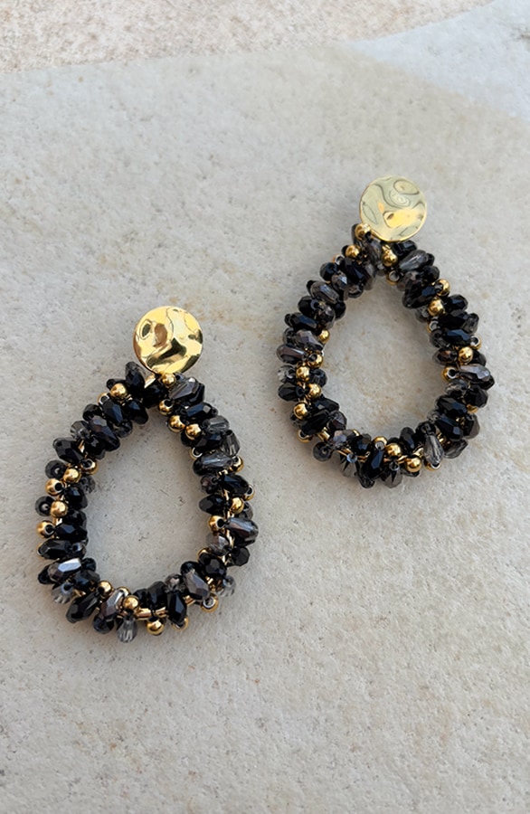 Elegant Beads Oorbellen Gold Black – shoparchief