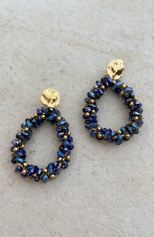 Elegant Beads Oorbellen Goud Marine – shoparchief