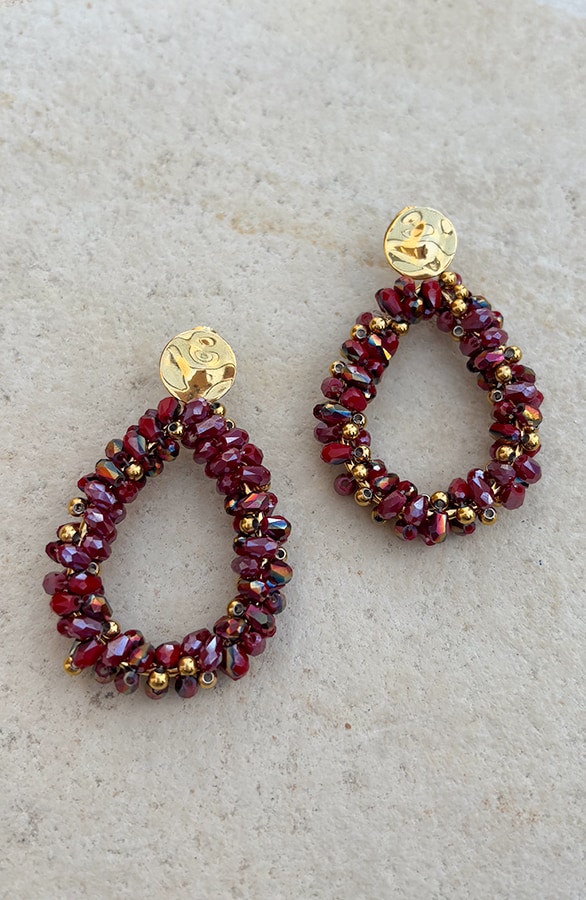 Elegant Beads Oorbellen Goud Rood – shoparchief