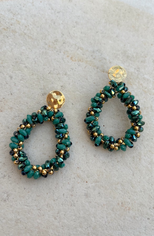 Elegant Beads Oorbellen Goud Smaragd – shoparchief