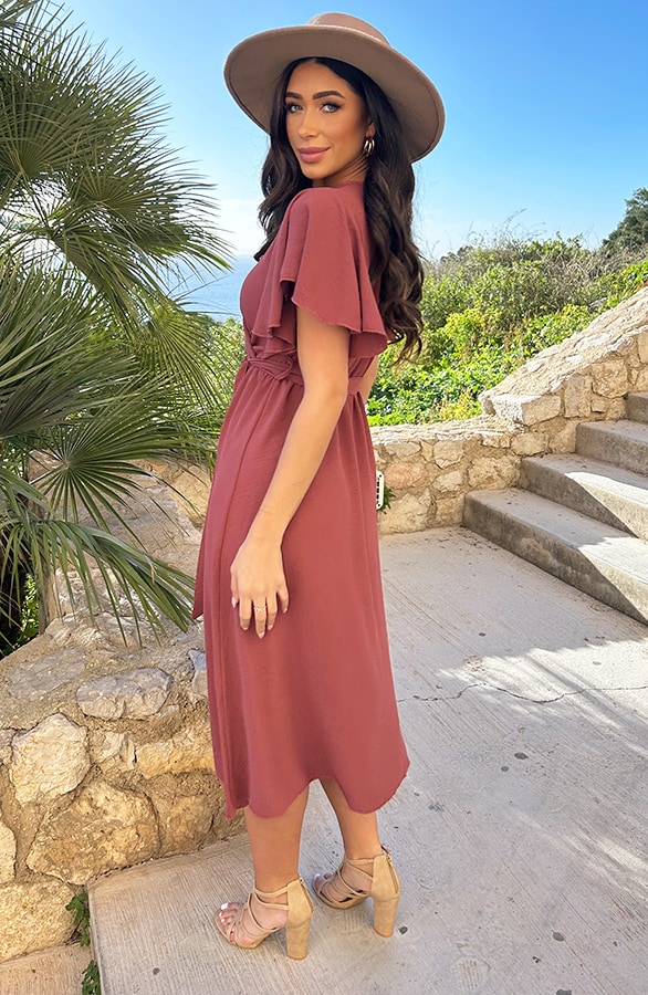 Florence Midi Jurk Dust Roze – jurken, foto 3