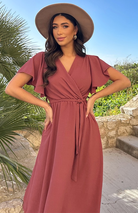 Florence Midi Jurk Dust Roze – jurken, foto 4