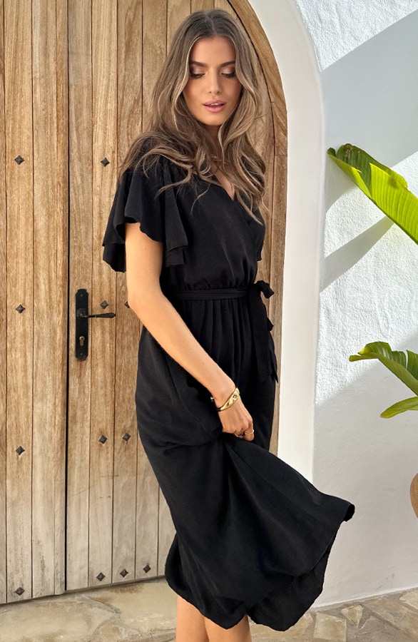 Florence Midi Jurk Zwart – shoparchief, foto 6