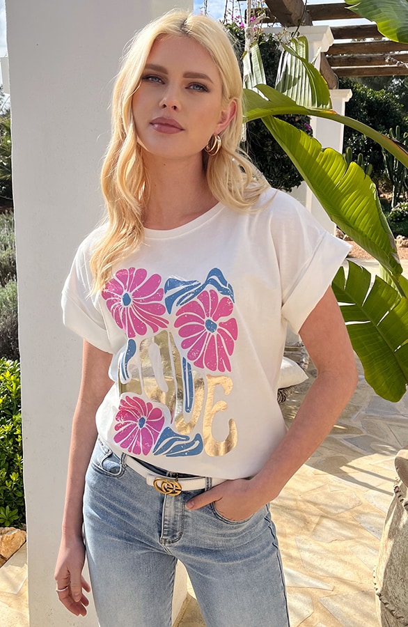 Flower Love T-Shirt Metallic – shoparchief, foto 5