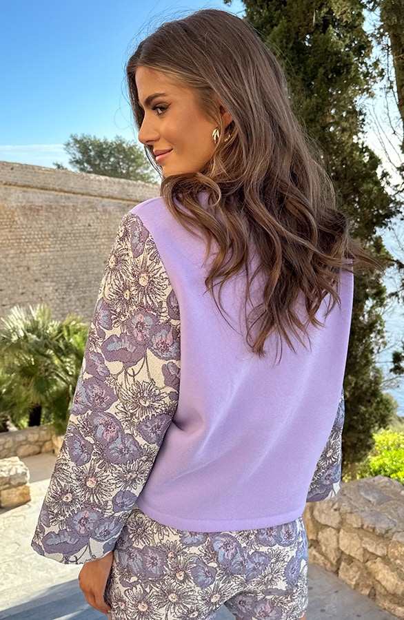Flower Sleeve Sweater Lila – truien, foto 4