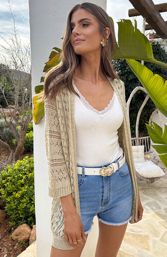 Gehaakt Vest Dames Lurex Goud – shoparchief, foto 15