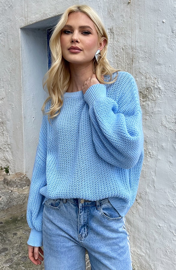 Gehaakte Trui Met Pofmouw Baby Blauw – shoparchief, foto 6