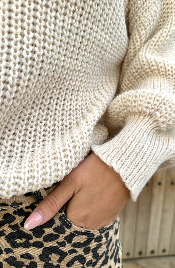 Gehaakte Trui Met Pofmouw Beige – shoparchief, foto 7