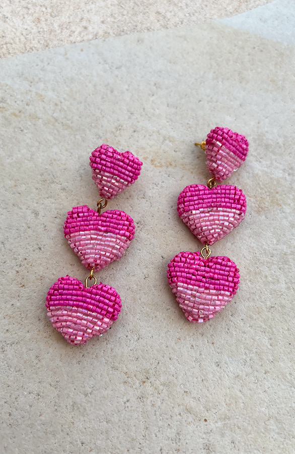 Beads Hearts Oorbellen Handmade Roze – shoparchief