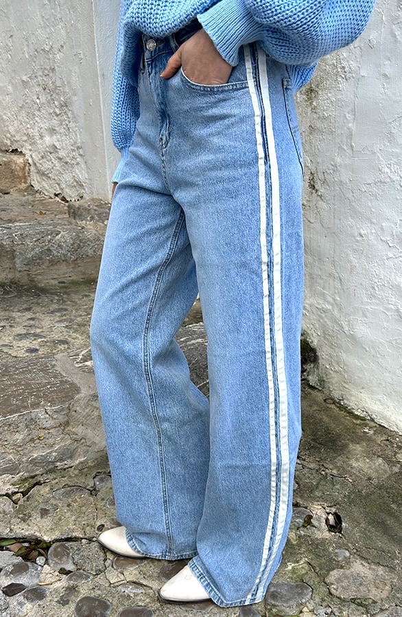 High Waist Denim Jeans mit Paspel Blue, Shoparchiv, Foto 6
