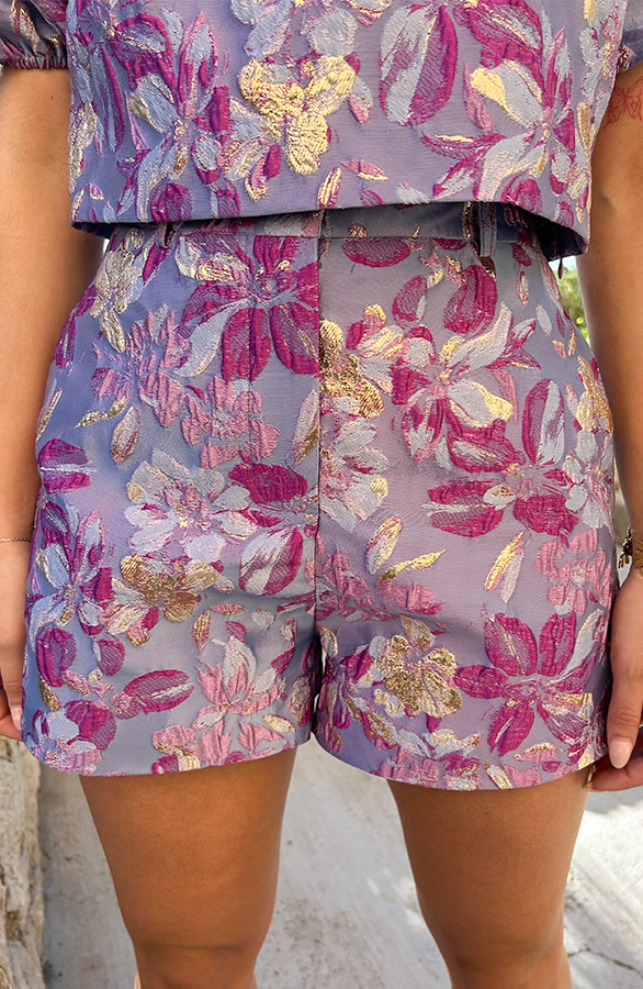Jacquard Flower Short Lila – shoparchief