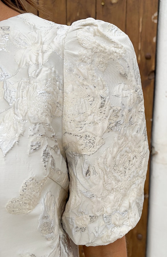 Jacquard Roses Pofmouw Top Ecru – tops, foto 4