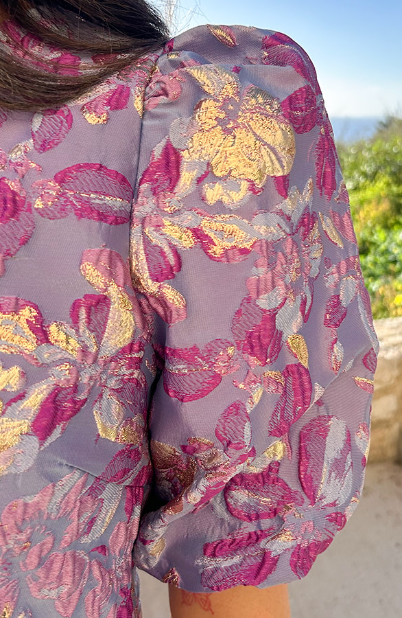 Jacquard Roses Pofmouw Top Lila – tops, foto 6