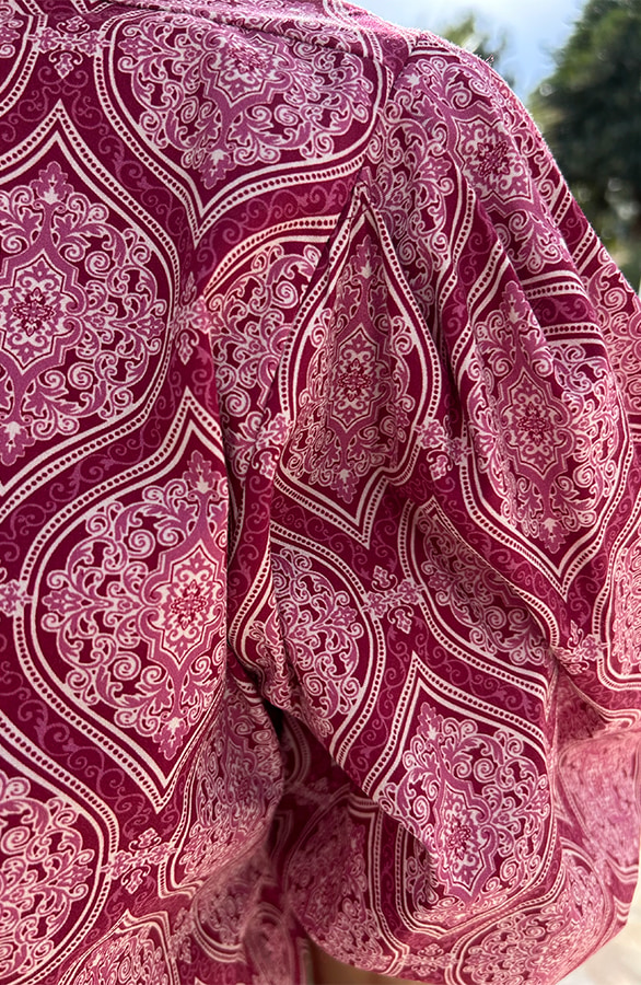 Katoenen Paisley Pofmouwen Blouse Wine – shoparchief, foto 5