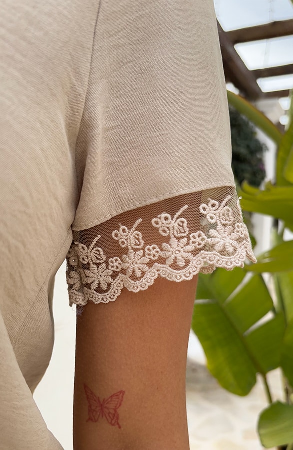 Lace Detail Top Beige – shoparchief, foto 6