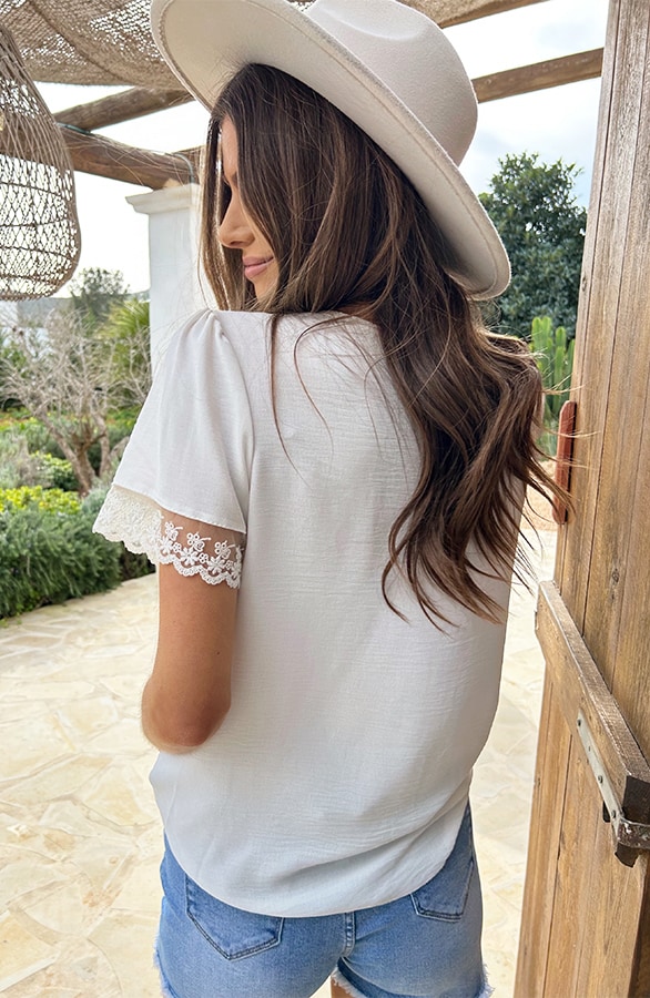 Lace Detail Top Ecru – tops, foto 3