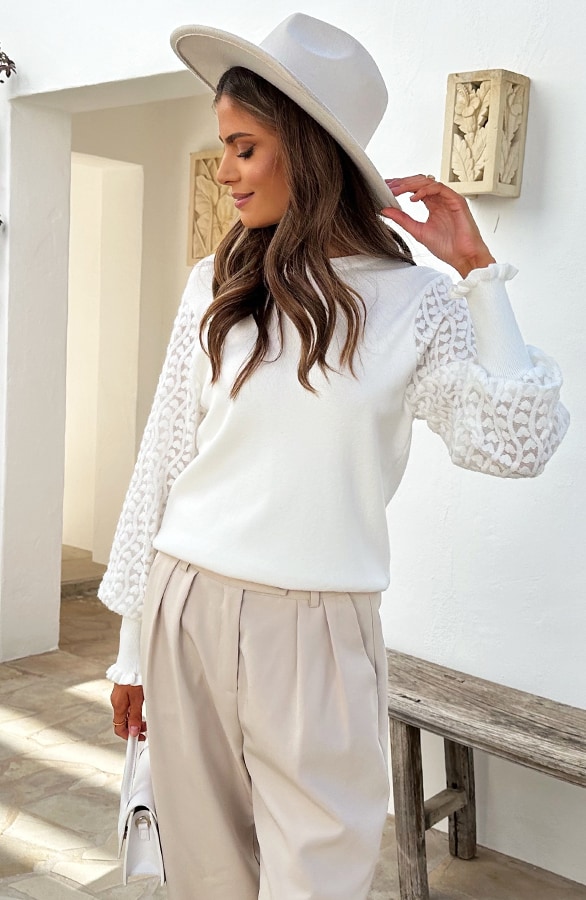 Lace Heart Sleeve Soft Trui – truien, foto 8