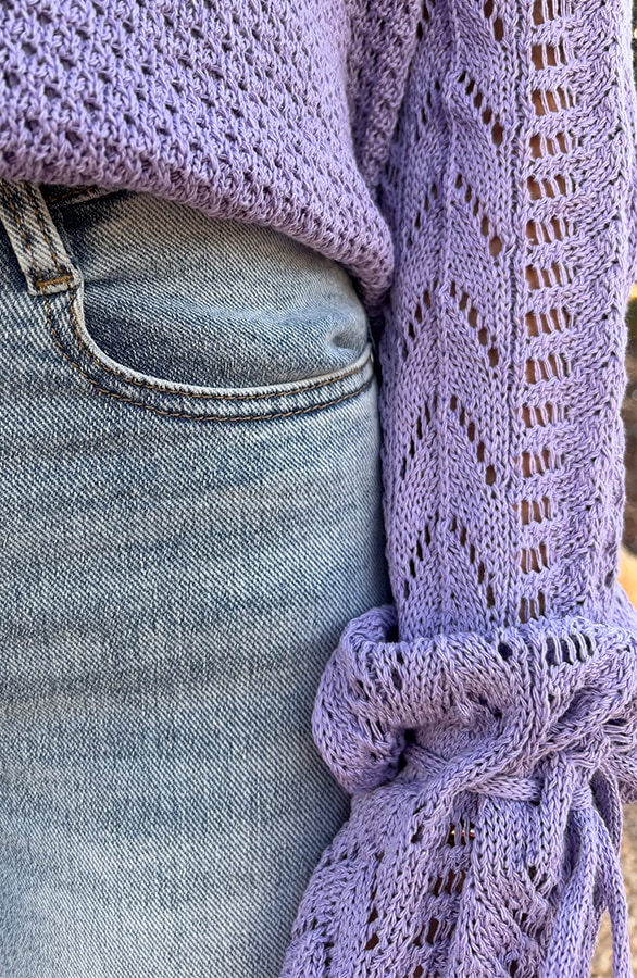 Lace Trui Strik Mouw Katoen Lila – truien, foto 6