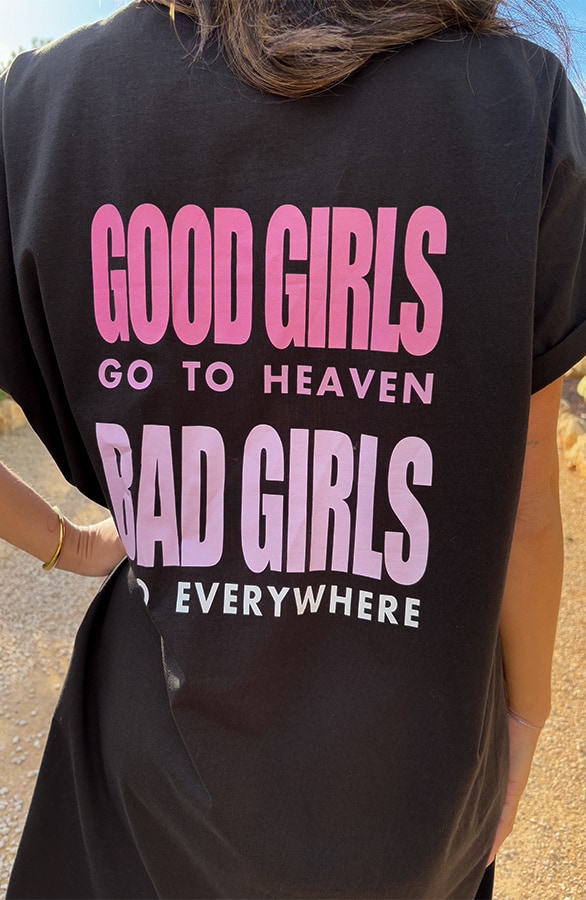 Loosefit Tee Dress Good Girls Zwart – shoparchief, foto 6