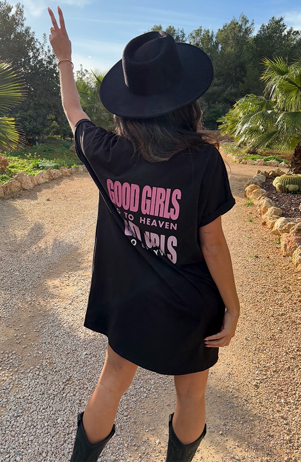 Loosefit Tee Dress Good Girls Zwart – shoparchief, foto 3