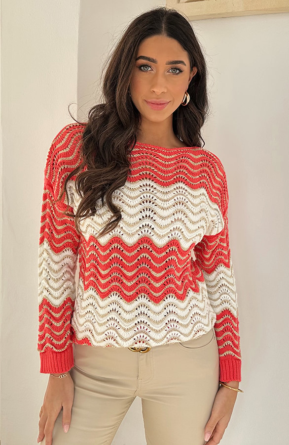 Lurex Detailed Top Longsleeve Koraal 2.0 – shoparchief, foto 6
