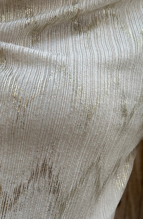 Lurex One Shoulder Longsleeve Top Ecru Goud – shoparchief, foto 5