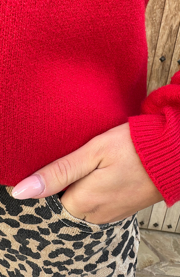 Luxury Soft Trui Wijde Mouw Rood – shoparchief, foto 6