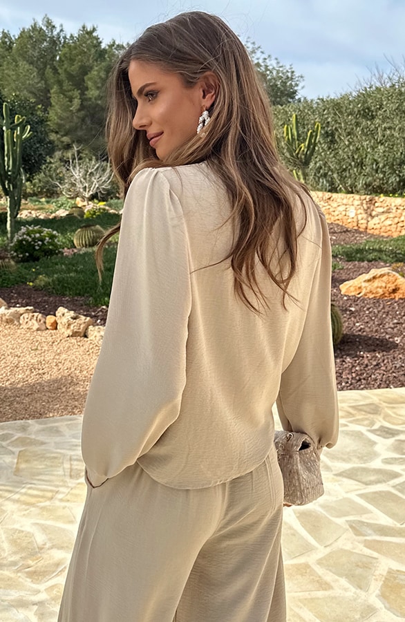 Mila Blouse Long Sleeve Beige – alle kleding, foto 3