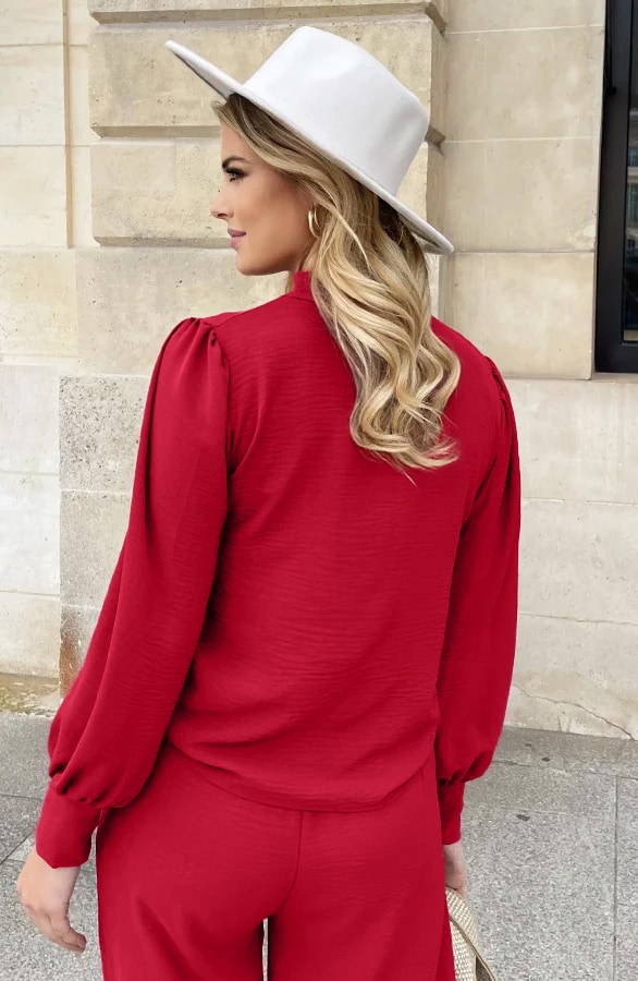 Mila Blouse Long Sleeve Bordeaux – shoparchief, foto 3