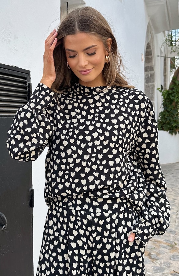 Mila Blouse Long Sleeve Cheetah Zwart – shoparchief, foto 4