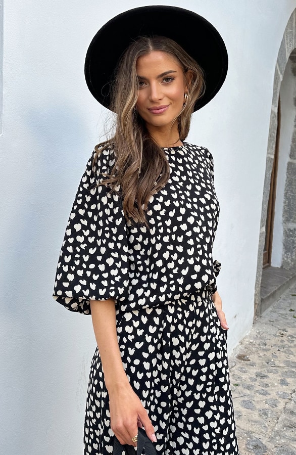 Mila Puff Sleeve Top Cheetah Zwart – shoparchief, foto 4
