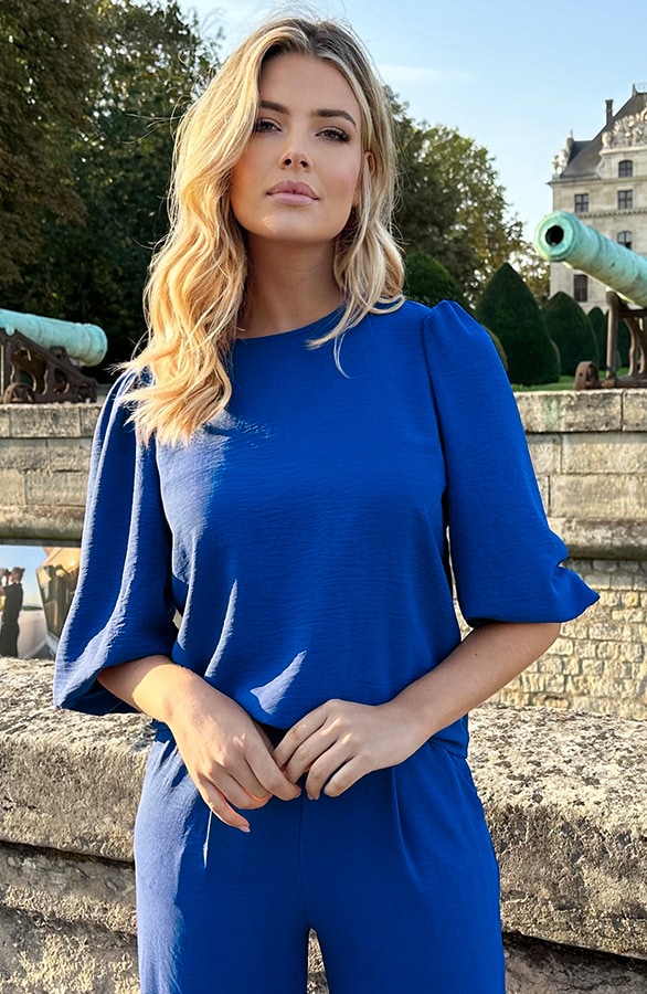 Mila Puff Sleeve Top Kobalt – shoparchief, foto 2