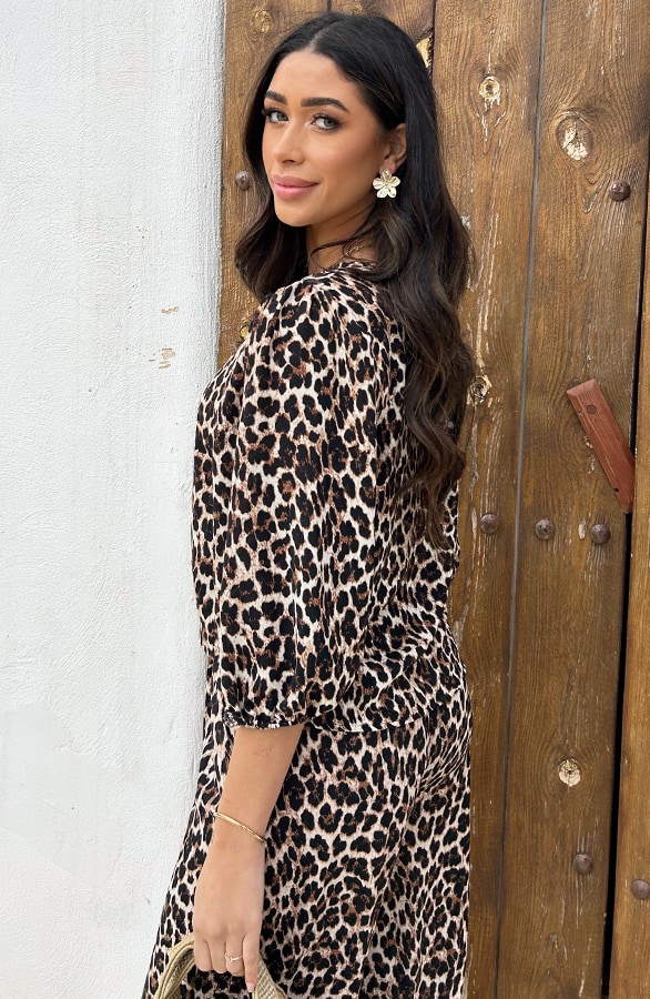 Mila Puff Sleeve Top Leopard Zwart – shoparchief, foto 2