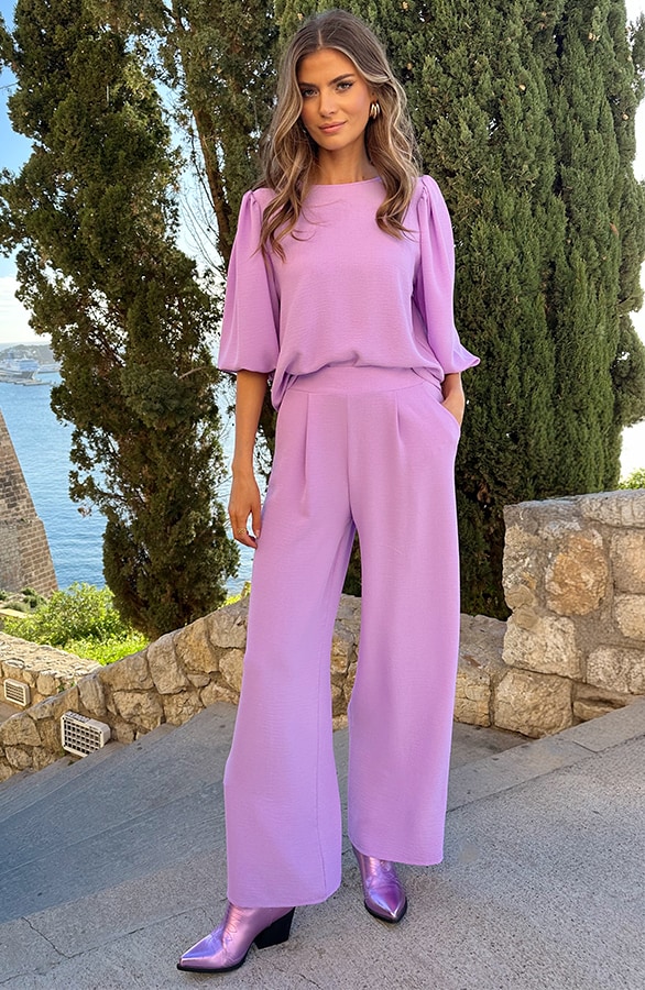 Mila Puff Sleeve Top Lila – tops, foto 4