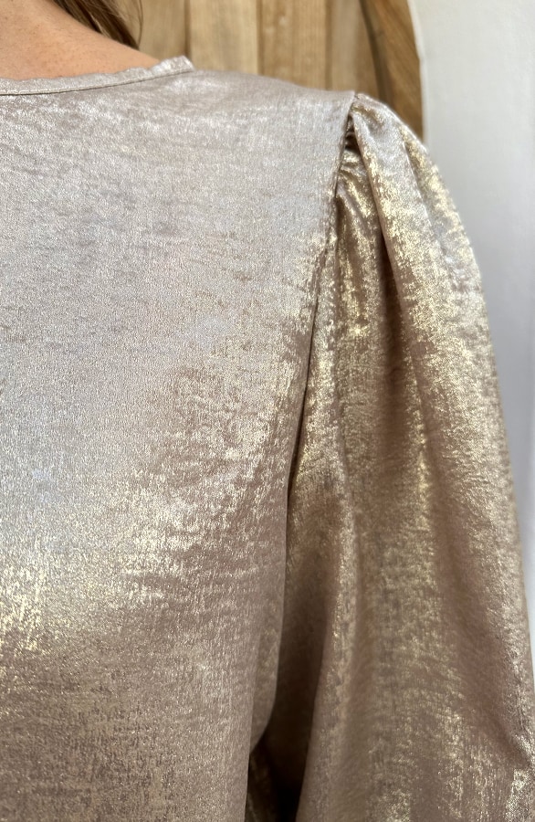 Puffärmel Top Metallic Gold, Tops, Foto 9