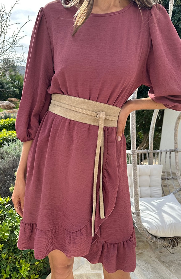 Pofmouwen Ruffle Jurk Dust Roze – jurken, foto 6
