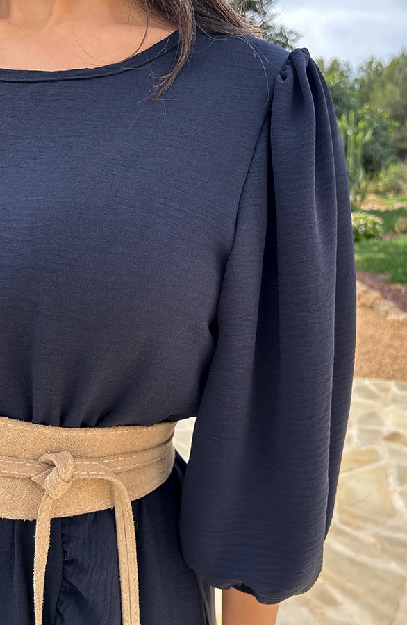 Pofmouwen Ruffle Jurk Marine – shoparchief, foto 8
