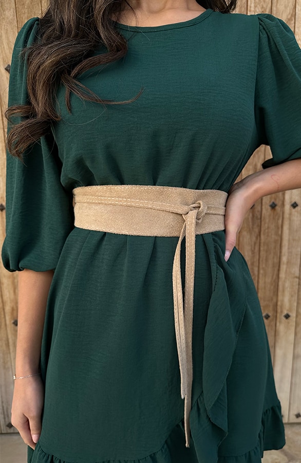 Pofmouwen Ruffle Jurk Smaragd – shoparchief, foto 9