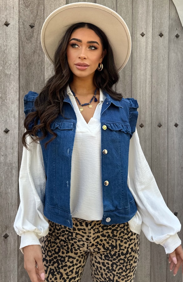 Ruffle Denim Gilet Blue – shoparchief, foto 10