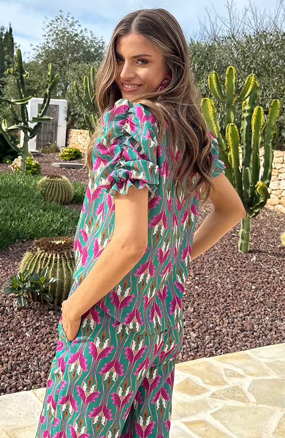 Eve Lino Ruffle Top – tops, foto 4
