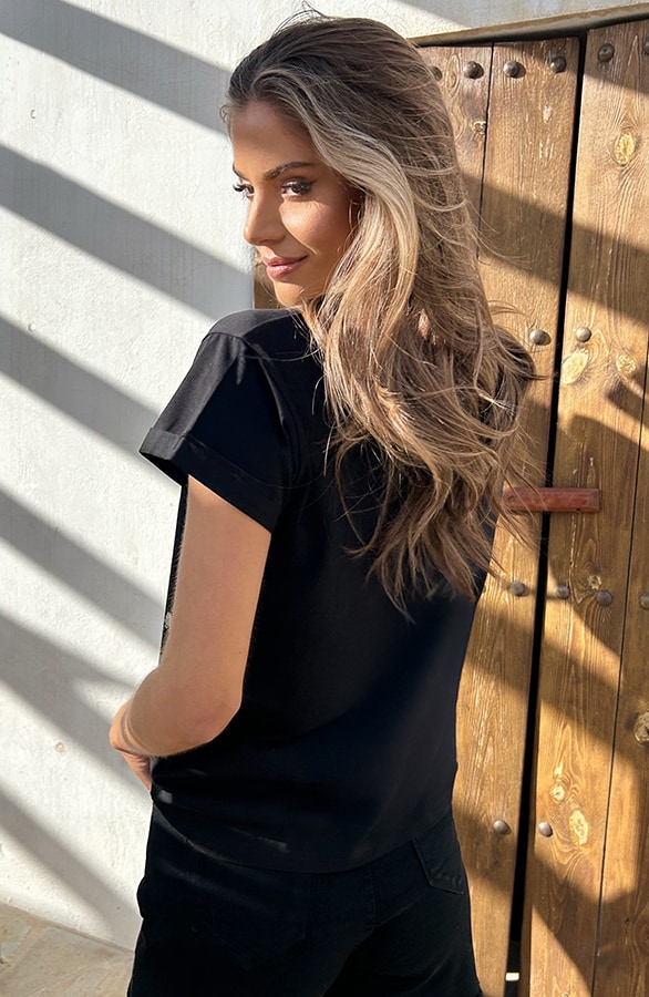 Shell Top Cotton Embroidery Zwart – tops, foto 3