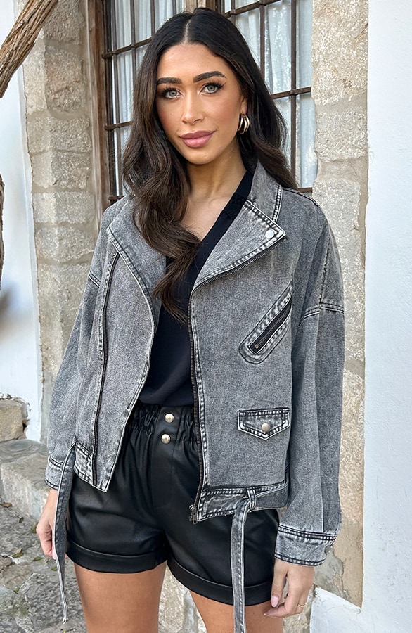 Strap Denim Jacket Grijs – shoparchief, foto 8