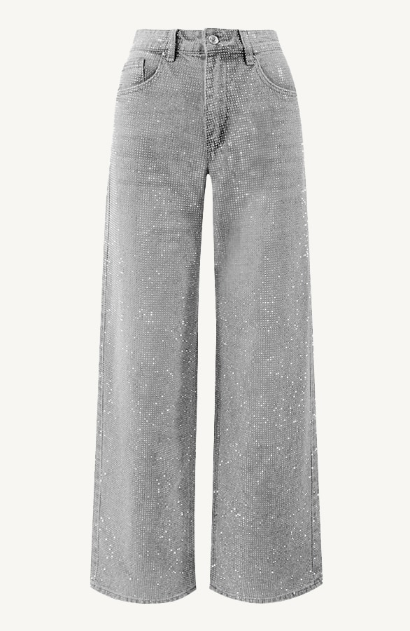 Strass Denim Jeans Wide Leg Grey – shoparchief, foto 9