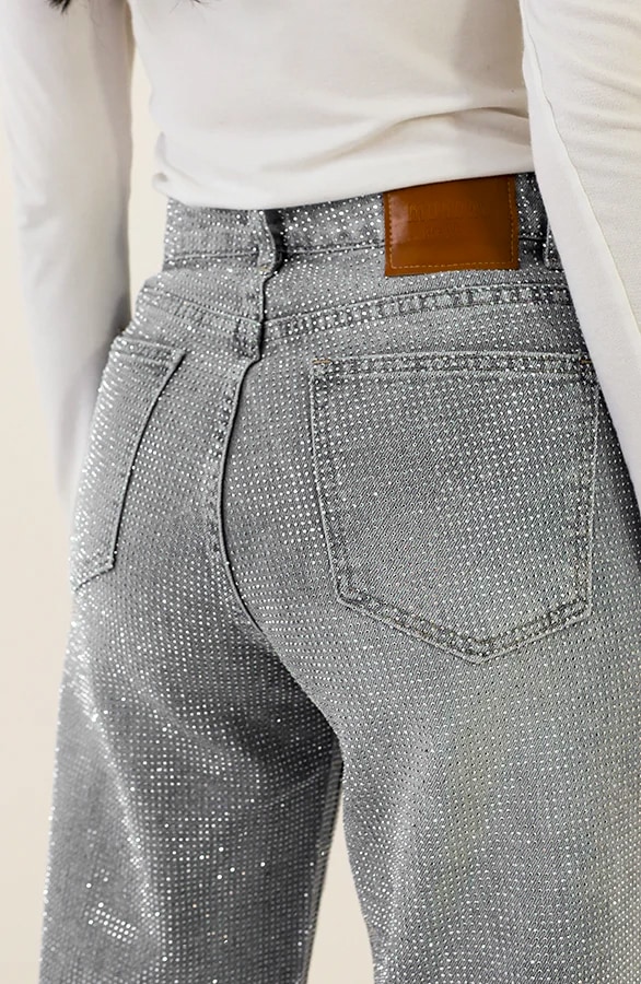 Strass Denim Jeans Wide Leg Grey – shoparchief, foto 4