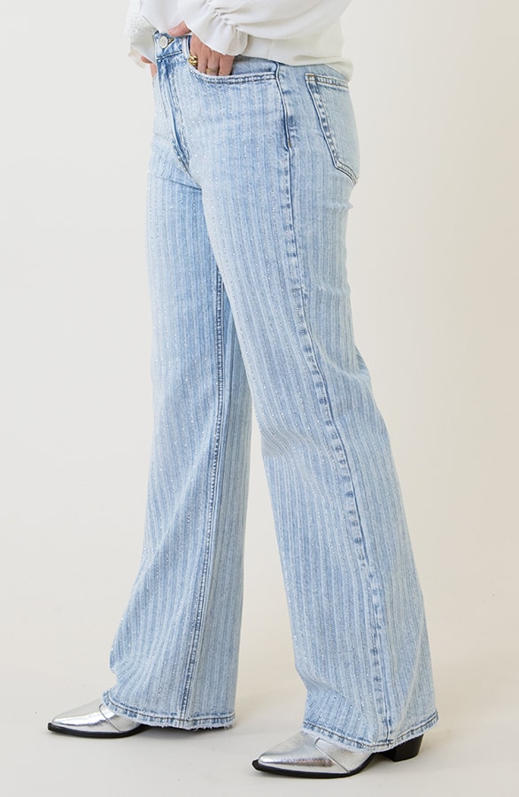 Striped Sparkle Wide Leg Jeans – shoparchief, foto 2