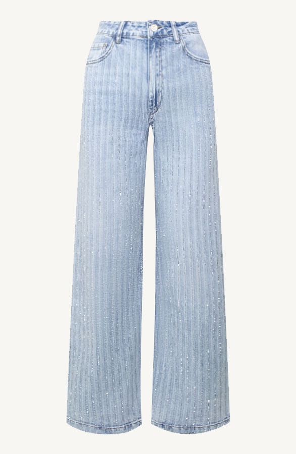 Striped Sparkle Wide Leg Jeans – shoparchief, foto 5