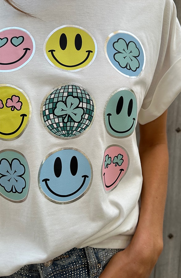 T-Shirt Smiley Print Ecru – tops, foto 4