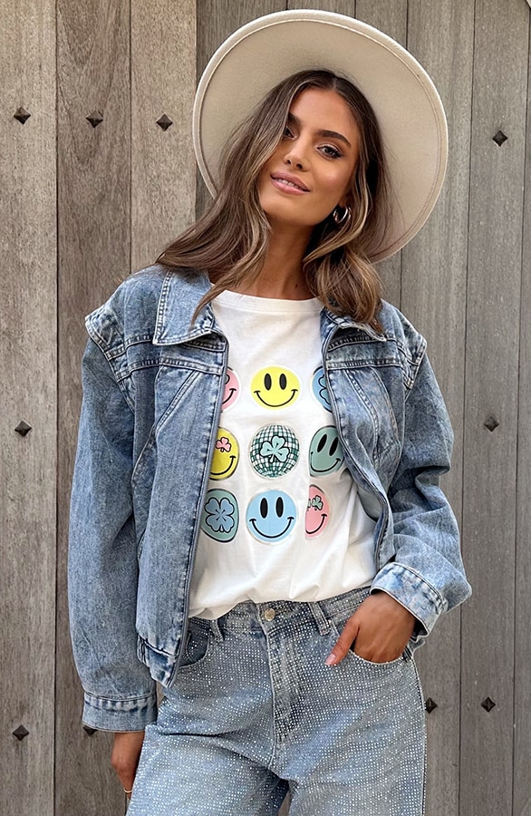 T-Shirt Smiley Print Ecru – tops, foto 8